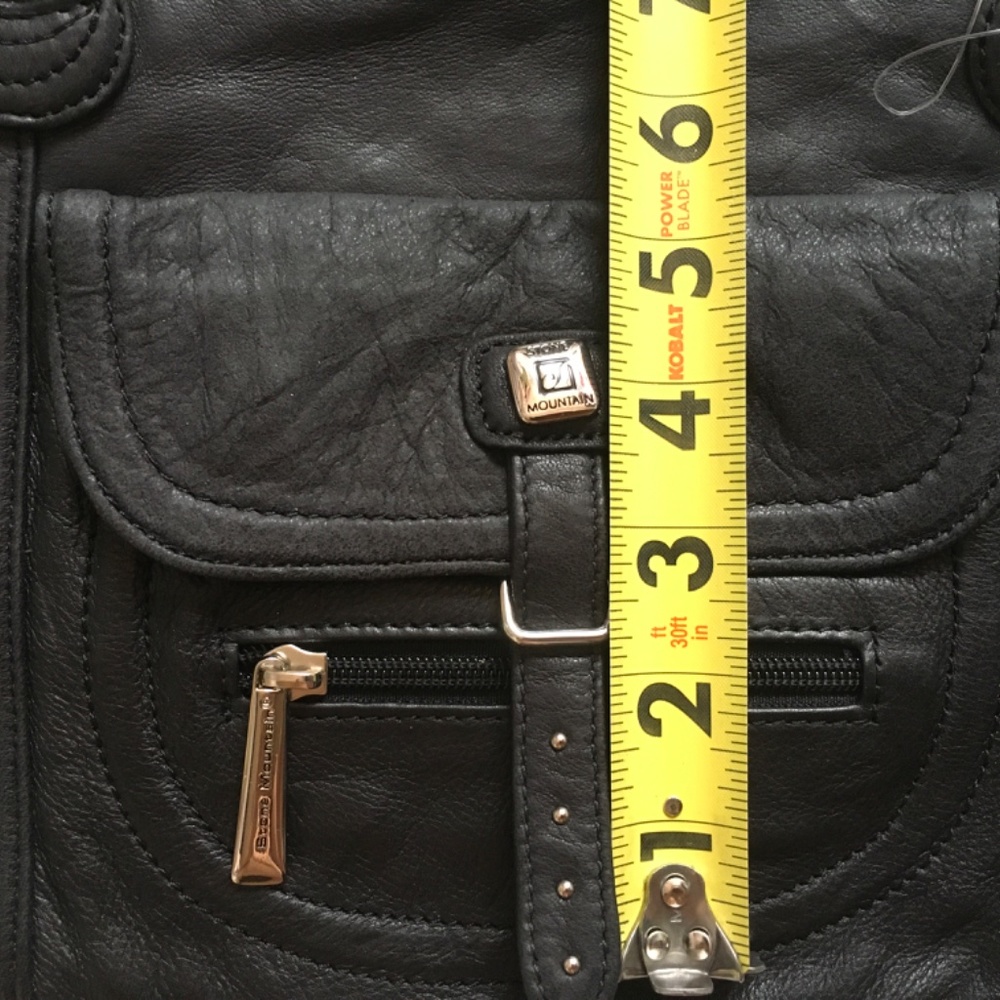 STONE MOUNTAIN Black Leather HOBO TOTE SHOULDER BAG Purse - Picture 8 of 14